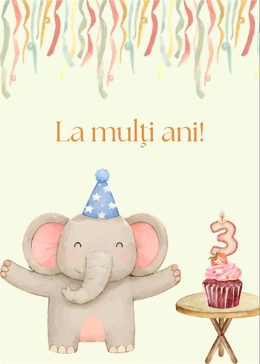 La mulți ani! — 3 ani (elefant)